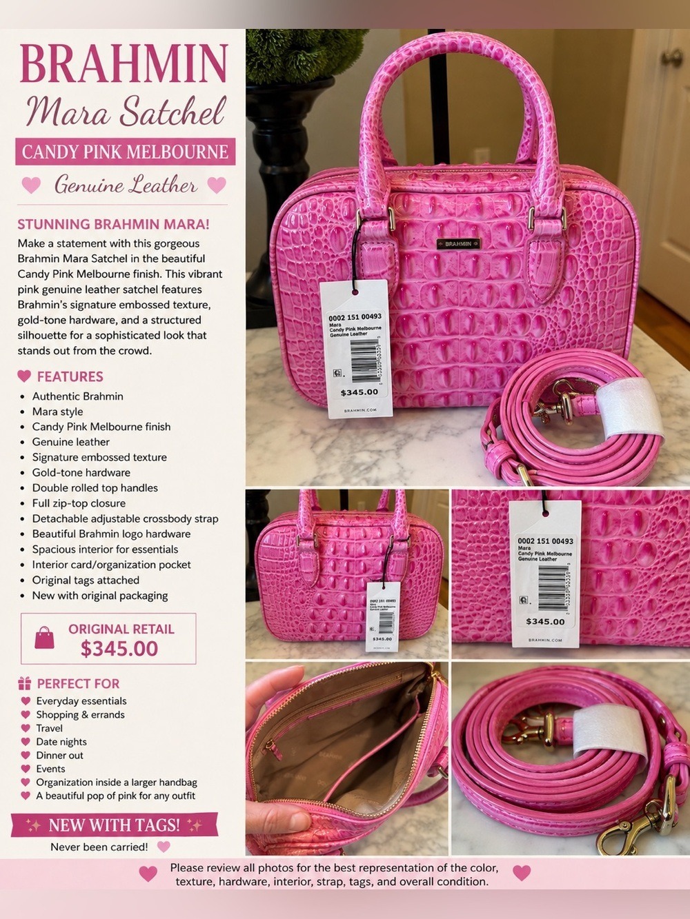 BRAHMIN MARA โ CANDY PINK! โจ๐ NWT - Picture 1 of 6